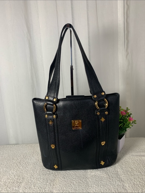 MCM Handbags - GUC MCM Black pebble  Leather Shoulder Bag L 12” x H 10” x D 4”